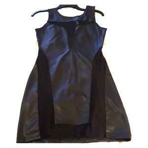 Vegan Leather Mesh Cutout Bodycon Dress